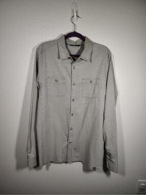 The North Face Long Sleve Button down collar Gray Mens shirt Sz Large